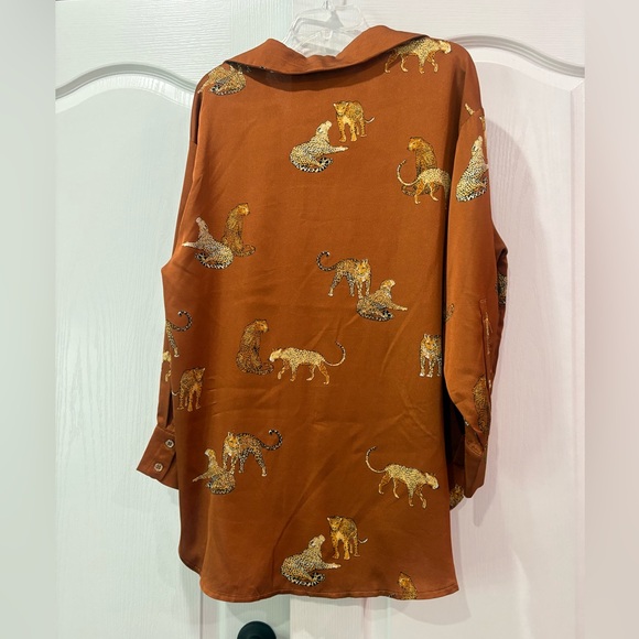 fab'rik Rust Animal Print Blouse - Picture 6 of 6